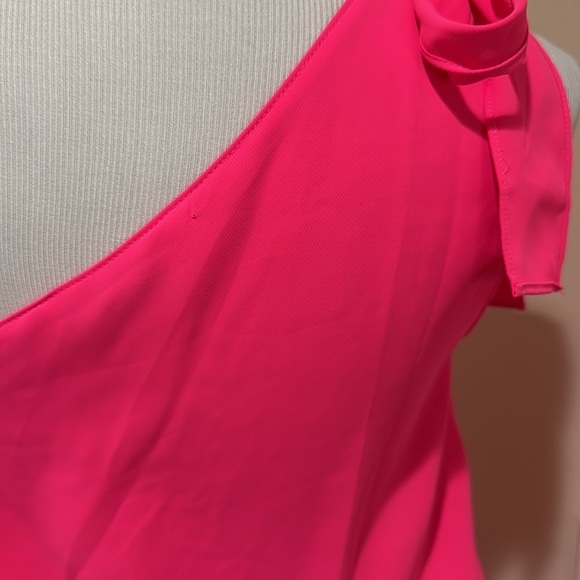 Amanda Uprichard Mckinley Barbie Pink One Shoulder Ruffle Tiered Dress Small - Picture 9 of 12